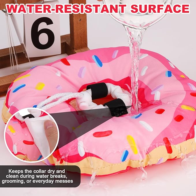 BINGPET Cat Cone Collar Soft,Waterproof Cat Recovery Collar to Stop Licking,Cute Donut Elizabethan e Collar for Cats Kittens Puppies Wound Healing After Surgery(Donut Pink,Medium)-PawvioPets