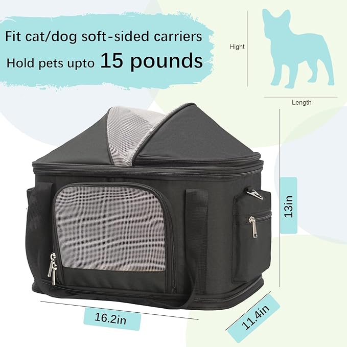 2-in-1 Stylish Dog Purse Carrier Soft-Sided Carriers Travel Tote Bag for Small Dogs Cats, Fashion Foldable Pet Bag for Puppies Small Animals with Pockets (Black, 16.2" x 11.4" x 13")-PawvioPets