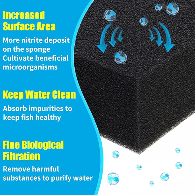 AQUANEAT 2 Pack Aquarium Bio Sponge Filter Media Pad Cut-to-Size Open Cell Foam Sheet for Fish Tank Sump (7.5" x 4.7" x 2.75")-PawvioPets