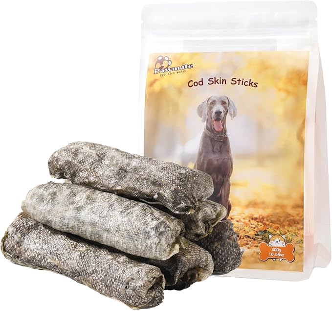 Dog Treats Natural Cod Skin Rolls, Rawhide-Free Chewy Fish Skin Dog Chews, One-Ingredient Healthy Training Treats Rich in Omega3 & Protein, 10.6 oz-PawvioPets