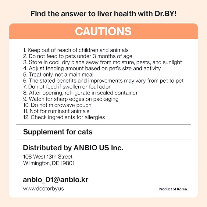 Dr.by Cat Liver Guard Squeezable Liver Supplement for Cats Feline Hepatic Support with Milk Thistle, Artemisia annua(SPB-201), Taurine lickable Formula Individually Packaged-PawvioPets