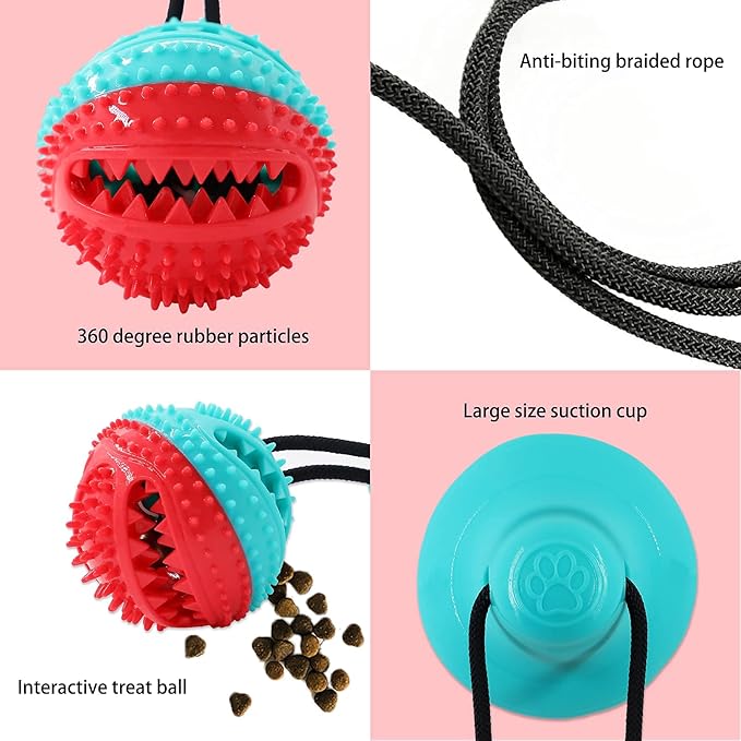 Dog Toys Dog Chew Toys for Aggressive chewers, Puppy Dog Training Treats Teething Rope Toys for Boredom Dog Puzzle Treat Food Dispensing Ball Toys for Puppies Teething (Blue)-PawvioPets