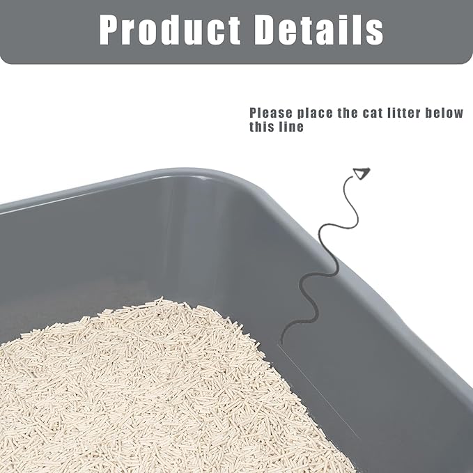 2 Pack of Extra Large Cat Litter Box (ABS Material), Low Entry Senior Litter Pen for Geriatric Kitty Big Cats, Jumbo Pet Safe Litter Boxes Tray for Indoor Pets Potty (Gray, 20" L x 15.5" W)-PawvioPets