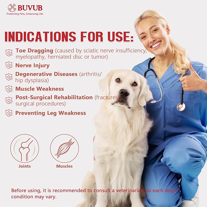 Dog Canine Knuckling Brace Front Paw Rear Leg Dog Foot Brace Wrap for Toe Dragging Cause by Sciatic Nerve Insufficiency, Myelopathy, Herniated Disc (Small,Pair Pack)-PawvioPets