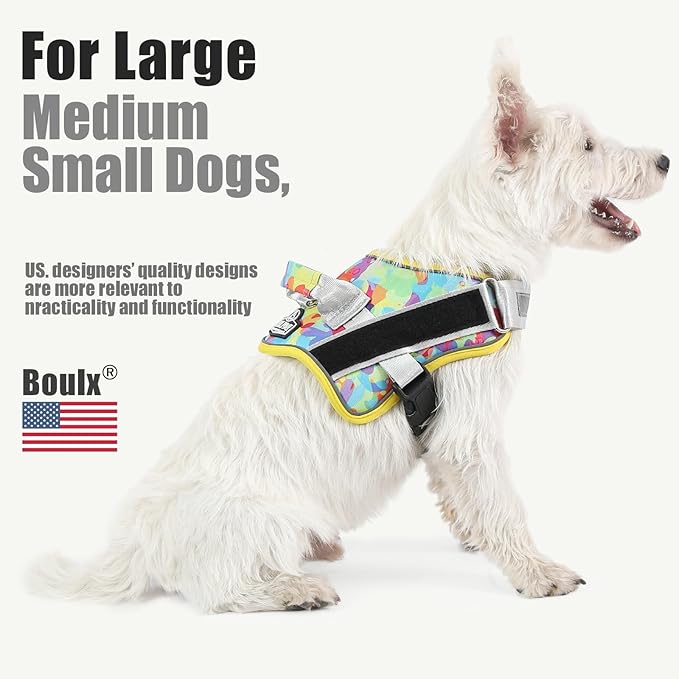 Bolux Dog Harness, No-Pull Reflective Dog Vest, Breathable Adjustable Pet Harness with Handle for Outdoor Walking - No More Pulling, Tugging or Choking (Small (Pack of 1), Watercolour)-PawvioPets