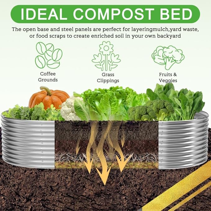 FRIZIONE 2pcs Tall 8x4ft Galvanized Raised Garden Bed Outdoor,Steel Garden Bed for Vegetables,Above Ground Garden Box for Flower,Metal Raised Beds for Gardening-PawvioPets