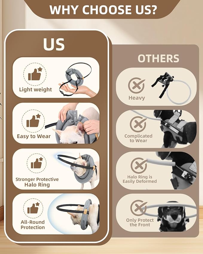 Blind Dog Harness, Lightweight Collar for Dogs&Cats, Adjustable Blind Dog Collar Harness, Pet Anti-Collision Ring for Blind, Eye Injury, Vision Impairment Pets for Protective & Build Confidence XXL-PawvioPets