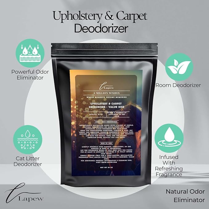 A Million Wishes Carpet Freshener Powder Refill 36 oz | Powerful Odor Eliminator for Home | Upholstery Deodorizer | Carpet Deodorizer | Pet Urine | Cat Litter Box | A Thousand Wishes Fragrance-PawvioPets