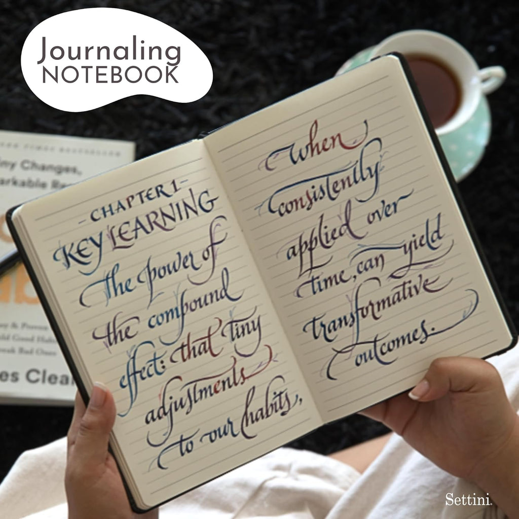 SETTINI Lined Journal, Ideal for Journaling - A5 Vegan Leather Notebook, 192 Archival-Quality Pages, QuillEase Bleed-Free Paper, Inner Pocket & Bookmark - Bee Gifts, Black Bee