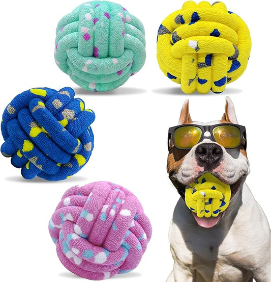 Dog Balls Tennis Ball Toys Dog Toy for Aggressive Chewers Indestructible Teething Chew Toys Water Toy Fetch Ball for Dogs (4 Pack)-PawvioPets