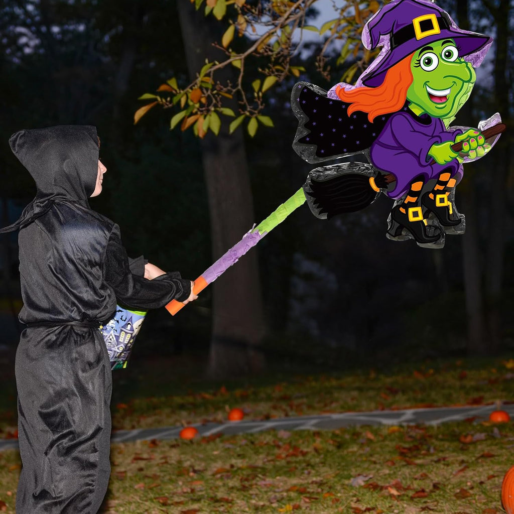 Aoriher Halloween Witch Piñata Halloween Decoration Piñata with Stick Blindfold Candy Filled Piñata for Halloween Mexican Birthday Party Game Supplies