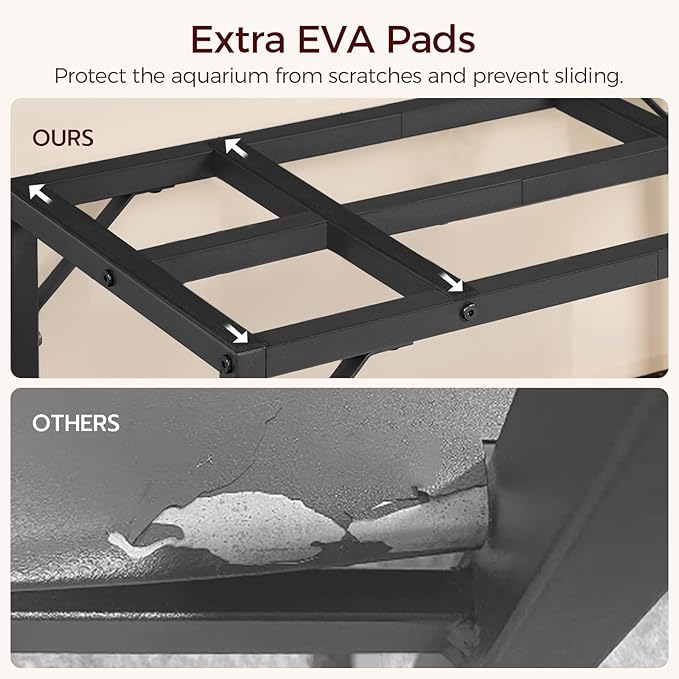 40-50 Gallon Fish Tank Stand, Aquarium Stand with 2-Tier Storage Shelves, Heavy Duty Breeder Turtle Terrarium Stand Rack for Home Office, 36.2" L x 18.9" W x 24.4" H, Black FTBK4001-PawvioPets