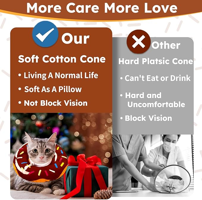 Cat Cone Collar Soft, Cat Recovery Collar for Wound Healing Cute Donut Adjustable Kittens Cones to Stop Licking Comfortable Lightweight Neck Elizabethan Collars for Cats Kittens After Surgery-PawvioPets