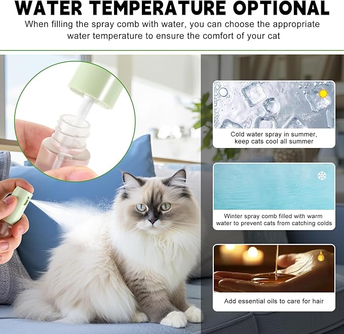 Cat Hair Brush for Shedding, 3-in-1 Pet Spray Hair Removal Comb with Visual Spray & Release Button, Waterproof Dog Grooming Brush for Furry Pet-PawvioPets