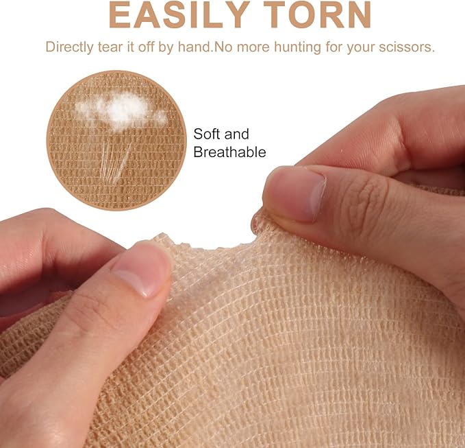 24 Pack Self Adhesive Bandage Wrap, 4” x 5 Yards Cohesive Medical Tape Elastic Wrap for Sports, Ankle, Wrist Sprains, Pet First Aid-PawvioPets