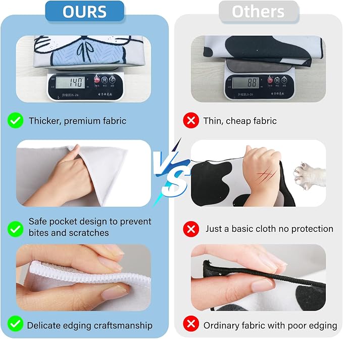 Cat Grooming Wrap: Premium Cat Wrap for Cutting Nails 2025 Thicker Upgraded, Self-Adherent Texture Hand Pocket Designed for Anti-Bite/Scratch, Eco-Friendly Dyed Funny Instruction & Pattern (Size L)-PawvioPets