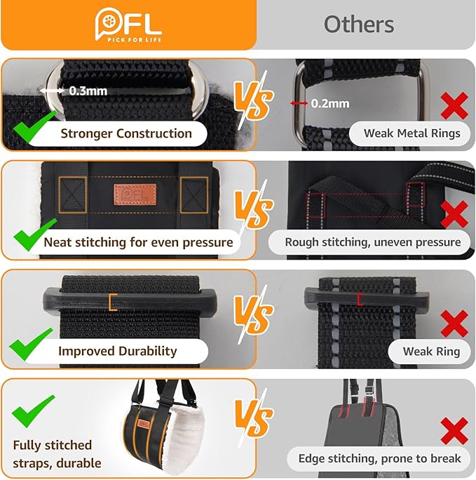 Adjustable Dog Lift Harness Dog Sling for Large Dogs Hind Leg Support Soft Lift Support and Rehab Harness for Weak Rear Legs, Helps Senior, Injured, Disabled and After ACL Surgery Dogs Large-PawvioPets