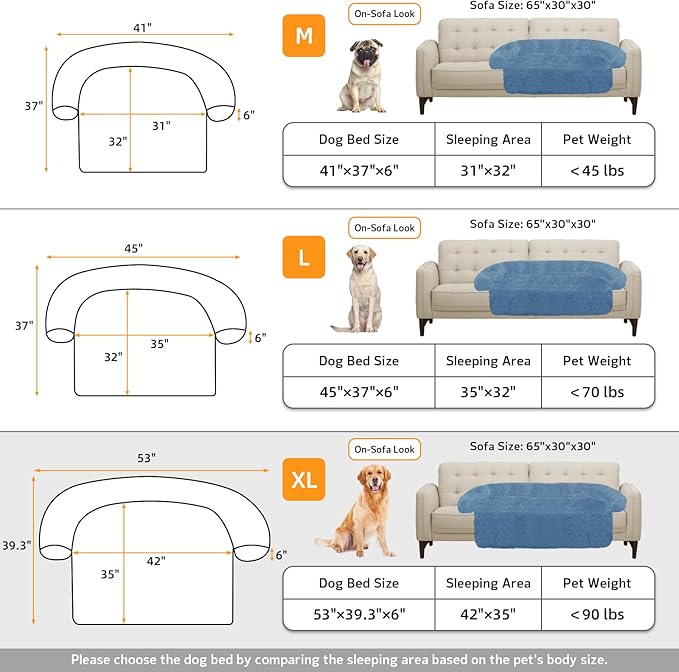 GGIB Calming Dog Bed Fluffy Plush Dog Mat for Furniture Protector with Removable Washable Cover for Large Medium Small Dogs and Cats (Extra Large (53x39.3x6), Navy)-PawvioPets