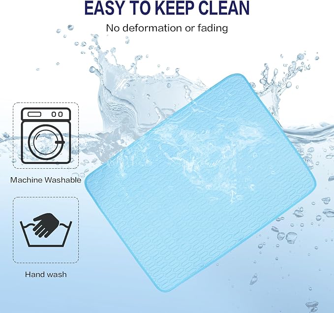 39 Inches× 29 Inches Cooling Mat for Dogs/Cats Immediately Dog Cooling Mat in Summer, Ice Silk Latex Anti-Slip Pet Sleeping Pad Sky Blue Dog Pad Suitable for Car/Indoor/Tourism Use-PawvioPets