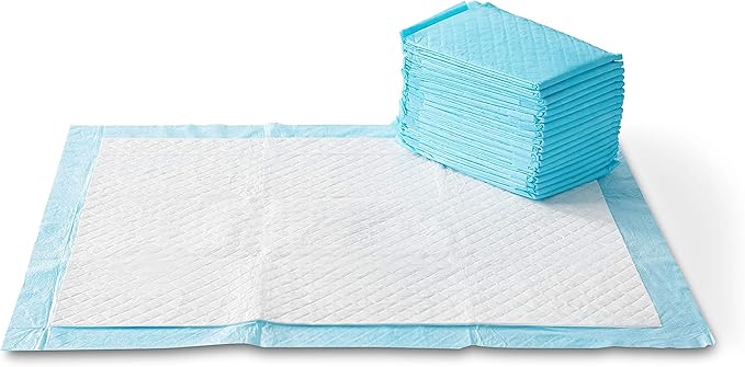 Amazon Basics X-Large Absorbent Puppy Pads, Leak-Proof, Quick-Dry, 28 x 34 Inches, Pack of 50, Blue & White-PawvioPets