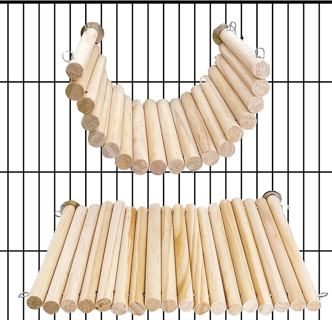 2Pcs Chinchilla Wood Ledge Hamster Wooden Flexible Platform Perch Climbing Toys Cage Accessories for Rat Mouse Sugar Glider Small Animal-PawvioPets