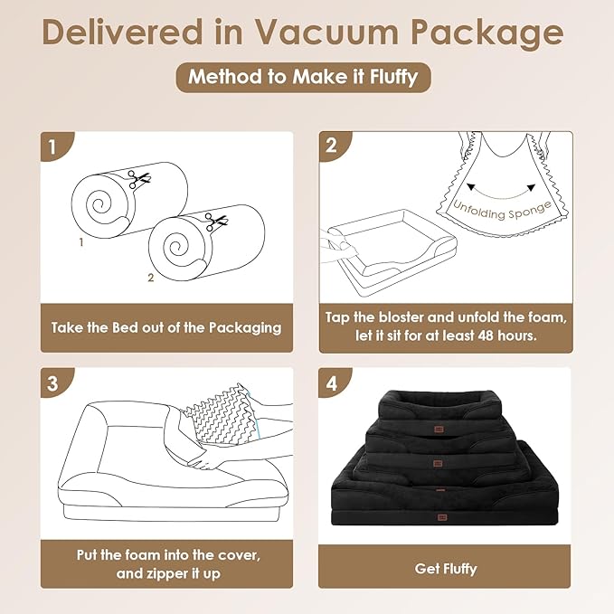 EHEYCIGA Memory Foam Dog Bed for Medium Size, Orthopedic Dog Sofa with Sides and Waterproof Liner, Washable Bolster Pet Couch with Removable Cover, 35x22x6.5 Inch, Black-PawvioPets