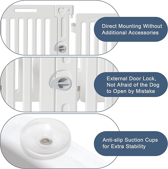 Dog Playpen with Door, DIY Shape Combination Puppy Pen,25.5" H 10-Panel Dog Fence,Non-Slip & Secure Pet Gate, Easy to Assemble-PawvioPets