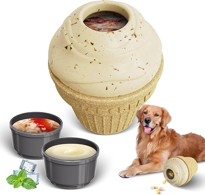 Dog Treat Dispenser Toy Interactive, Frozen Treat Toy Reduces Anxiety, Chew Toys for Aggressive Chewers, Birthday Enrichment Toy, Dog Treat Toys to Keep Them Busy for All Breeds-PawvioPets