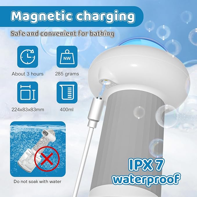 Electric Dog Shampoo Dispenser IPX7 Cat Shampoo Sprayer,Pet Bath Supplies Automatic Foaming Shampoo Dispenser for Dog Deep Cleaing Kitchen Sink Bathroom Grey-PawvioPets