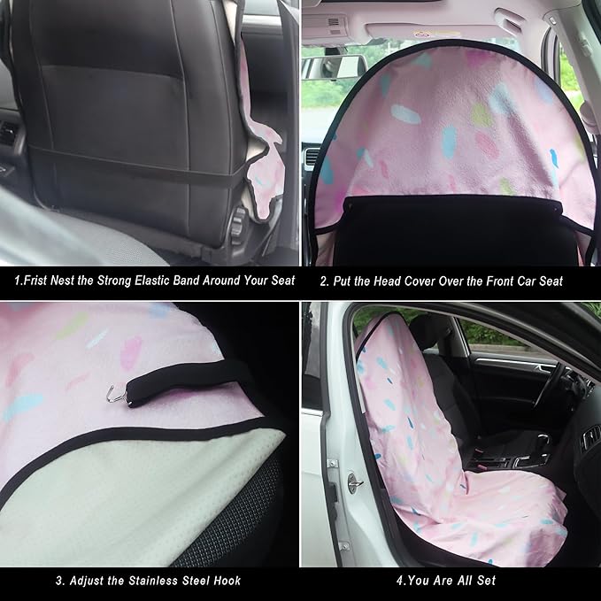 Car Seat Cover Protector Front Seats,for Gym Workout,Running,Swimming,Beach and Hiking,Waterproof Sweat Towel Bucket Seat Covers for Cars SUV Trucks (Pink Marbling, 1Pcs)-PawvioPets