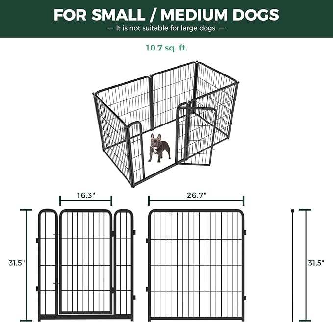 FXW Homeplus Unleashed Indoor Dog Playpen - Stress-Free and Safe Play, Heavy Duty 32 Inch 6 Wire Panels Dog Pen for Small and Medium Dogs, Black│Patented-PawvioPets