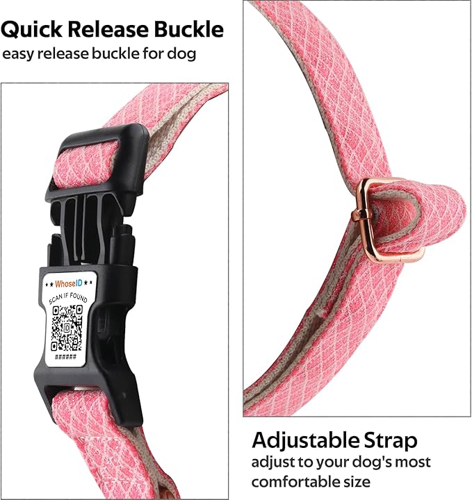 Dog Collar with Waterproof AirTag Holder & Anti-Lost QR Code, Cute Bling Warpping Adjustable Width for Small Medium Large Pet (Red, M)-PawvioPets