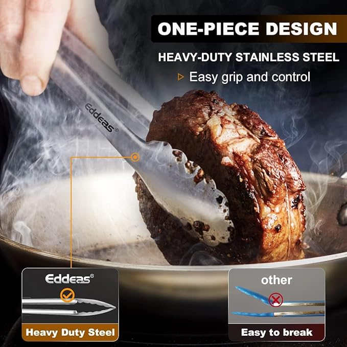 2PCS 12inch Kitchen Tongs - Heat Resistant 600 Degree Tongs for Cooking, Heavy Duty All Metal Food Tongs, Stainless Steel and Non-Slip handle, Salad, Grilling, Barbecue, Dishwasher safe-PawvioPets