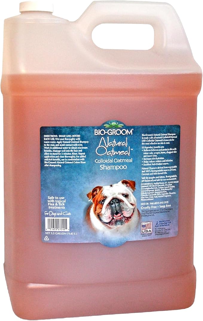 Bio-Groom Oatmeal Dog Shampoo-for Allergies and Itching, Cruelty-Free, Dog Bathing Supplies, Puppy Shampoo for Sensitive Skin, Made in USA, Anti-Itch Dog Products-2.5 Gallons-PawvioPets