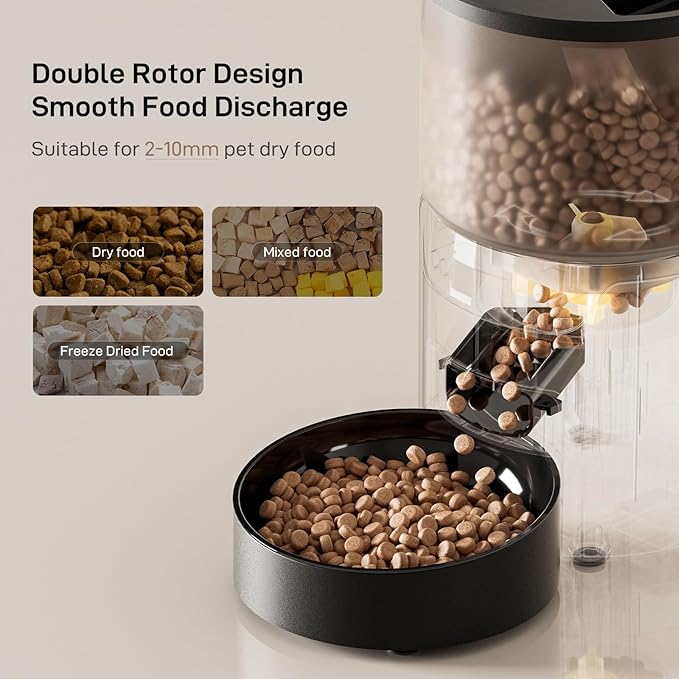 Automatic Cat Feeder: 3L Auto Food Dispenser with Timed Feeding| 6 Meal Programmable& 1-20 Portion Precise Control- Easy to Clean & Setup for Cat Indoor| Desiccant Bag Keep Food Fresh-PawvioPets