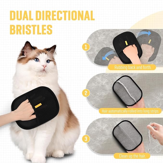 2025 New Pet Hair RemovalGlove,Upgraded Animal Fur Removal Tool,Yomi Pet Hair Remover Glove, Washable Reusable Double Sided Static Pet Hair Removal Glove forCouch,Furniture,Carpet,CarSeat. (2pcs)-PawvioPets