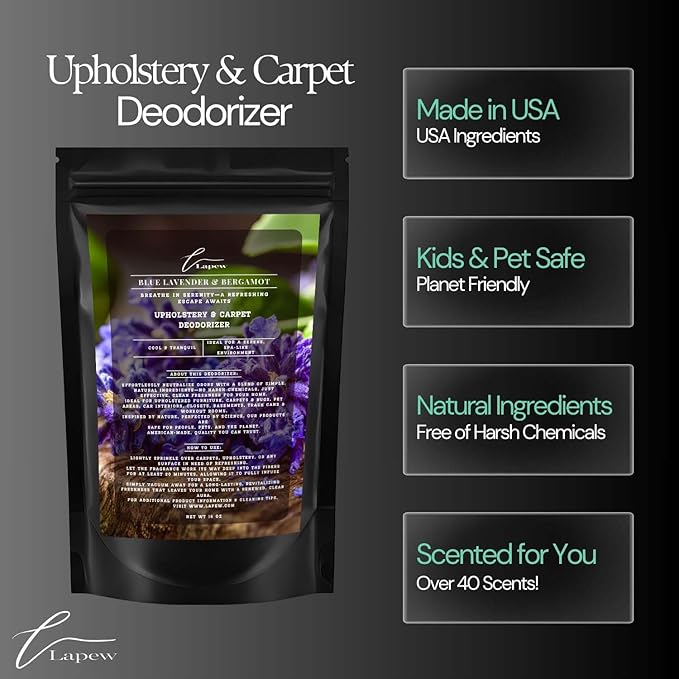 Blue Lavender & Bergamot Carpet Freshener Powder: Powerful Odor Eliminator for Home, Upholstery Deodorizer, Carpet Deodorizer, Pet Urine, Cat Litter Box - Blue Lavender & Bergamot-PawvioPets