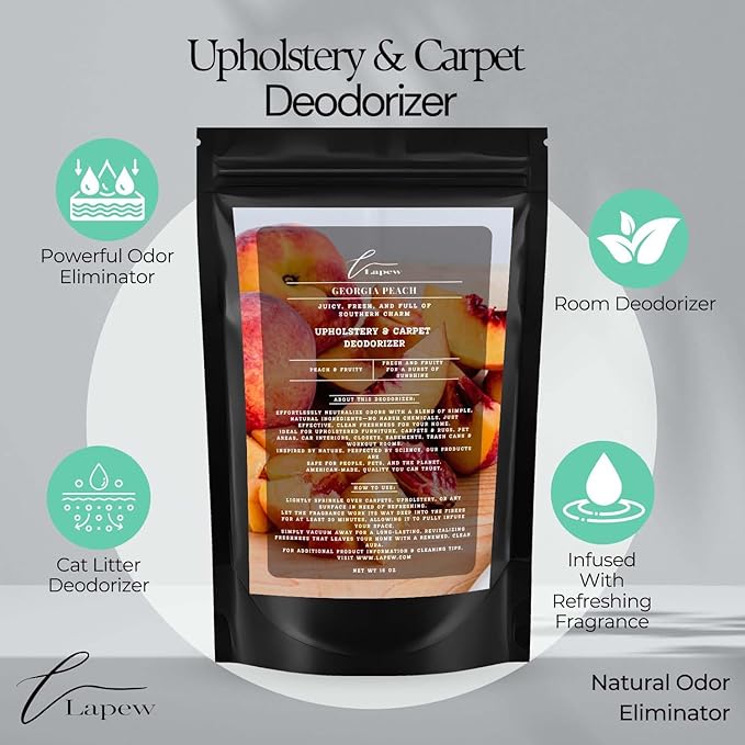 Georgia Peach Carpet Freshener Powder: Powerful Odor Eliminator for Home, Upholstery Deodorizer, Carpet Deodorizer, Pet Urine, Cat Litter Box - Georgia Peach Fragrance-PawvioPets