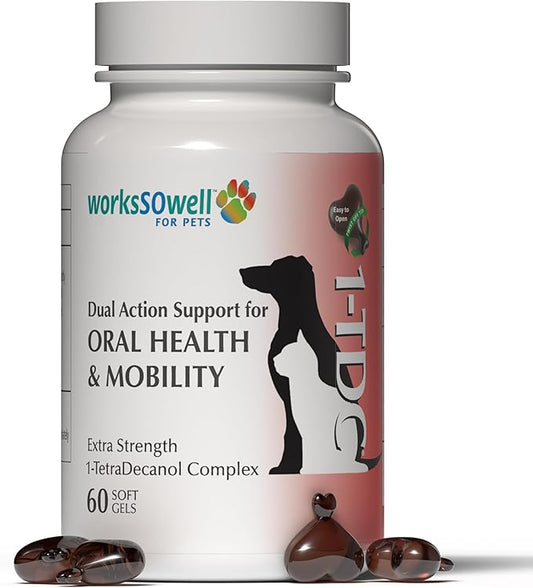 1TDC WorksSoWell Dual Action Joint Supplement for Dogs & Cats - Hip and Joint Supplement for Large Breed & Small Breed - Also Great for Oral Health - Muscle & Stamina Recovery & Arthritis - 60ct-PawvioPets
