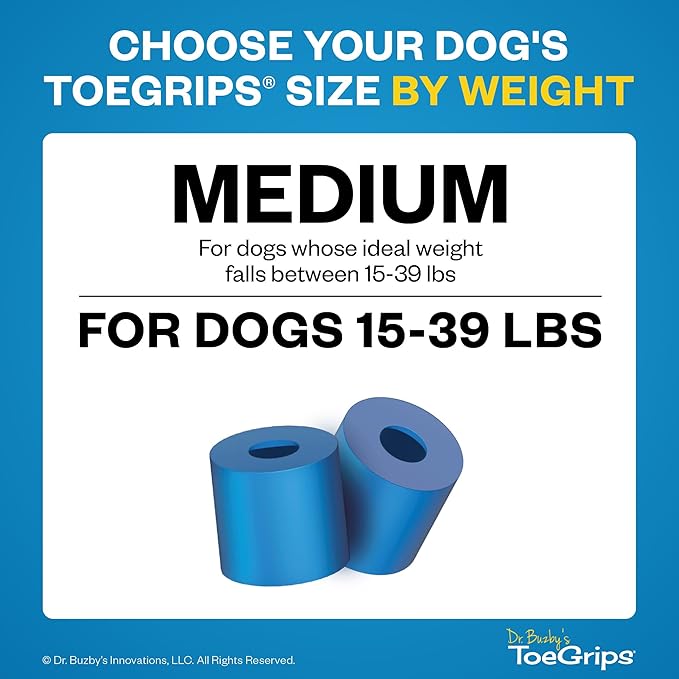 Dr Buzby's Medium ToeGrips for Dogs - Instant Traction on Wood/Hardwood Floors - Anti Slip Relief - Grippers for Senior Dogs - Stop Sliding Instantly - Rubber Nails for Paws - 1 Pack (20 Grips)-PawvioPets