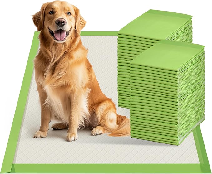 Gardner Pet Dog Pee Pads Extra Large 28"x34", XL Thicker ECO Green Disposable Puppy Training Pads Super Absorbent Full Edge-Wrapping Pad for Dogs, Puppies, Cats, Rabbits (100 Count)-PawvioPets