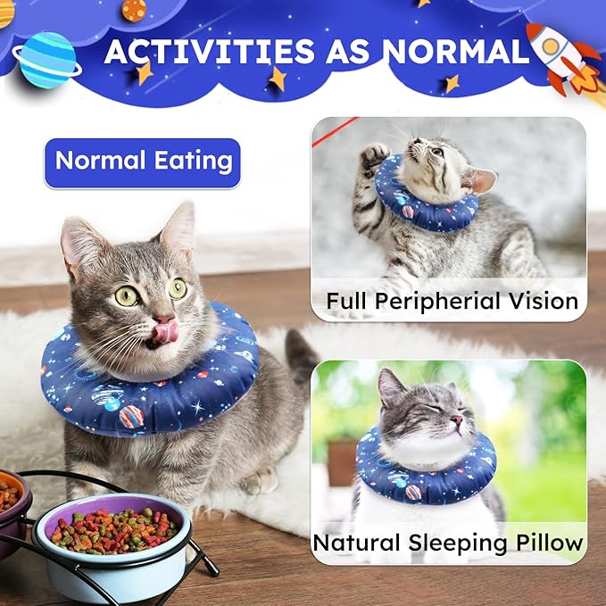 Cat Cone Collar Soft, Waterproof Cat Recovery Collar for Wound Healing Cute Donut Adjustable Kittens Cones to Stop Licking Comfortable Neck Elizabethan Collars for Cats Kittens After Surgery-PawvioPets