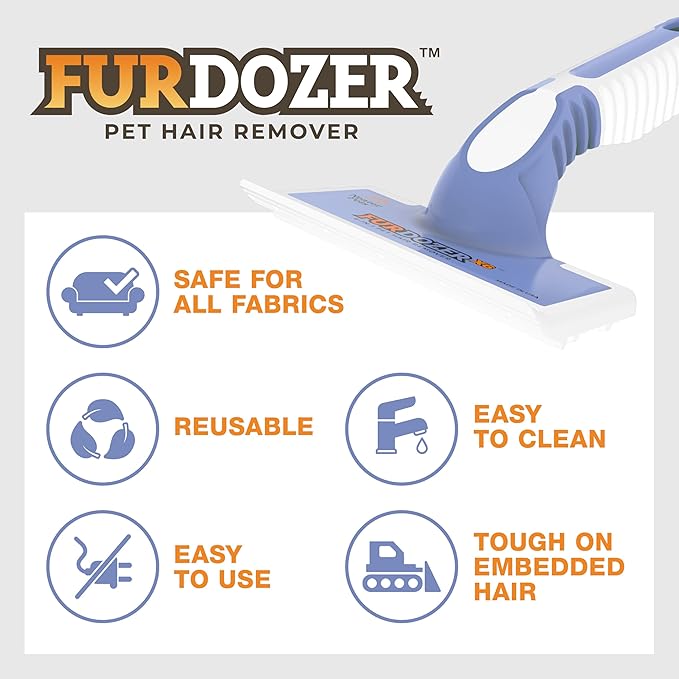 FurDozer X6 Pet Hair Remover & Auto Detailing Tool - Cat & Dog Hair Remover for Carpets, Car Interiors, Couches, Bedding, & Furniture - Reusable Pet Hair Removal Tool for Fur & Lint (Purple, 2-Pack)-PawvioPets