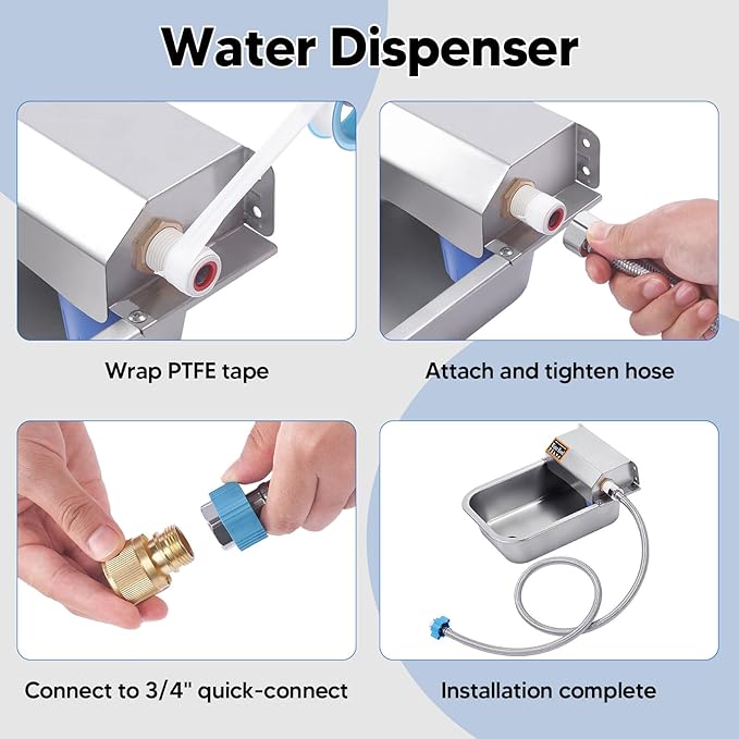 Automatic Water Dispenser for Dog, 3L Dog Water Bowl Dispenser, Stainless Steel Indoor/Outdoor Water Feeder Suitable for Dogs Livestock Chicken Horse, Easy to Clean-PawvioPets