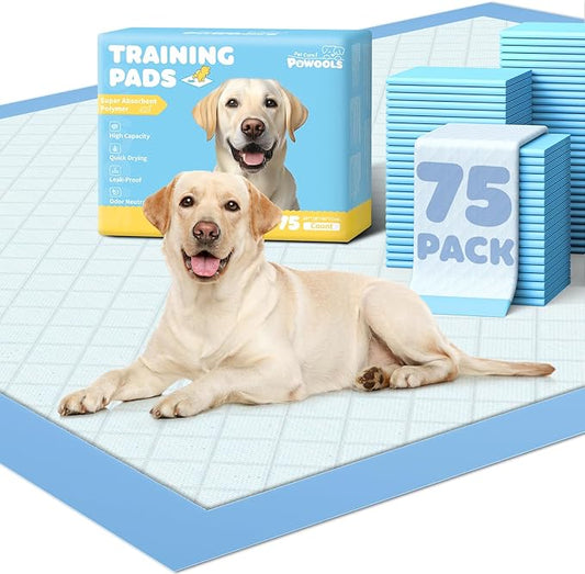 75-Pack XX-Large Puppy Pads - 38" x 28" Pee Pads for Dogs Potty Training with Leak-Proof Quick-Dry Design, 6-Layer Wee Wee Pads for Dogs, Blue-PawvioPets