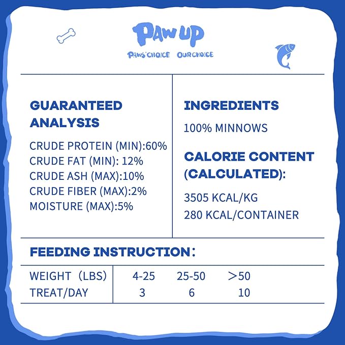 Freeze Dried Minnows Cat Treats – 100% Natural, Single-Ingredient Pet Snacks – Rich in Omega-3, Grain-Free – Healthy Training Rewards & Meal Toppers for Dogs & Cats, 2.8 oz-PawvioPets