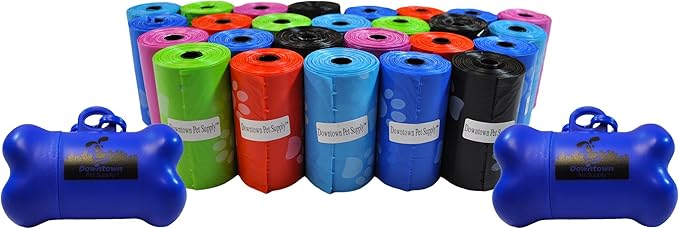 Downtown Pet Supply Rainbow Paw Print Poop Bags (520 CT & 2 Dispensers) - Leak-Proof, Unscented, Clips to Dog Leashes & Harnesses-PawvioPets