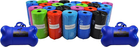 Downtown Pet Supply Rainbow Paw Print Poop Bags (520 CT & 2 Dispensers) - Leak-Proof, Unscented, Clips to Dog Leashes & Harnesses-PawvioPets