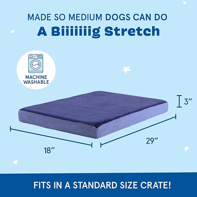 Barkbox Orthopedic Dog Bed with Memory Foam, Premium Comfort for Dogs and Puppies, Dog Bed for Joint Relief and Restful Sleep, Durable and Easy to Clean - Navy, Medium-PawvioPets