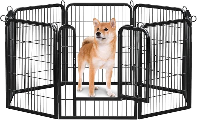32 Inch Dog Playpen - 8 Panels Metal Pet Exercise Pen for Small-Medium Dogs, Indoor/Outdoor Dog Fence for Yard, Garden, Camping & RV Travel-PawvioPets